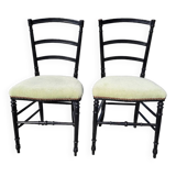 Pair of Napoleon III chairs in black stained wood