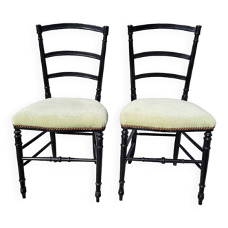 Paire de chaises Napoléon III en bois teinté noir