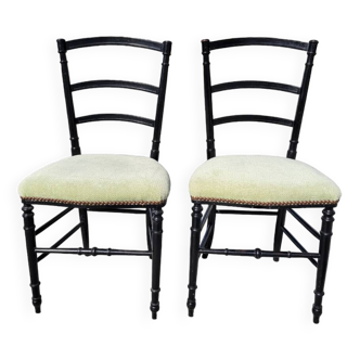 Pair of Napoleon III chairs in black stained wood