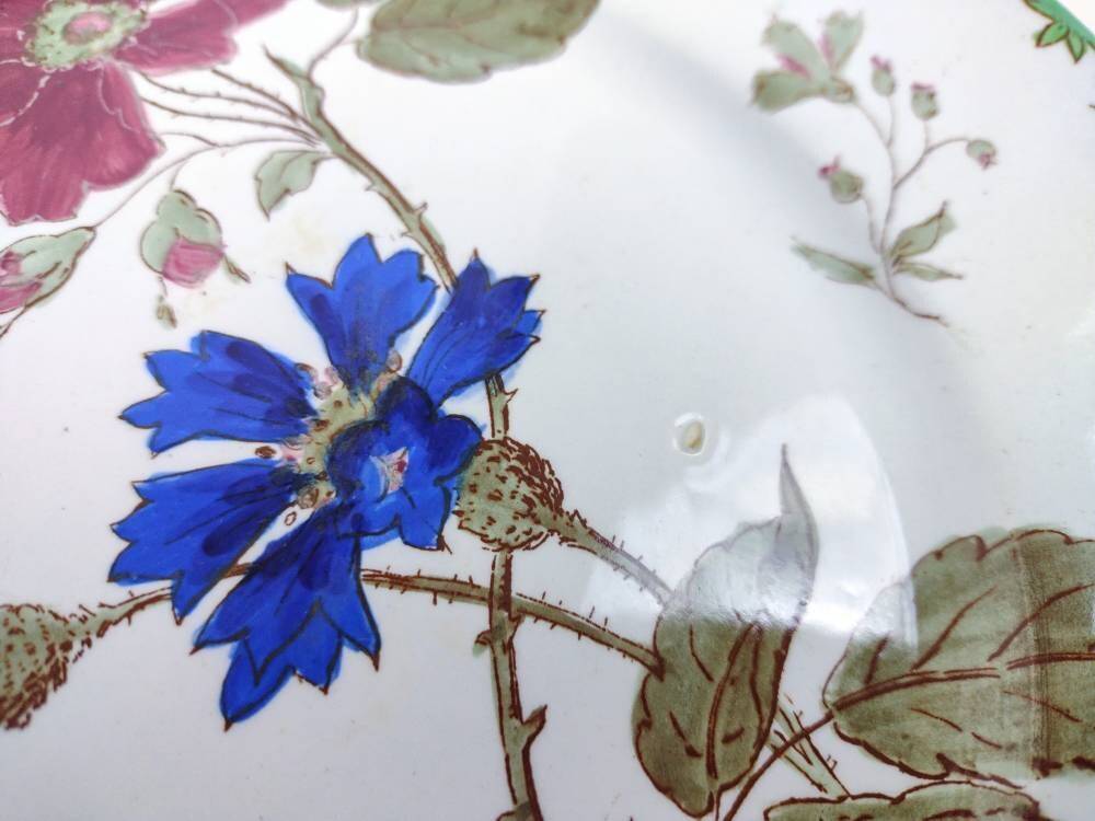 6 Creil and Montereau dessert plates “Blueberries” model