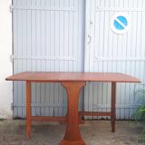 Vintage dining table console desk in teak and exotic wood from the 70s