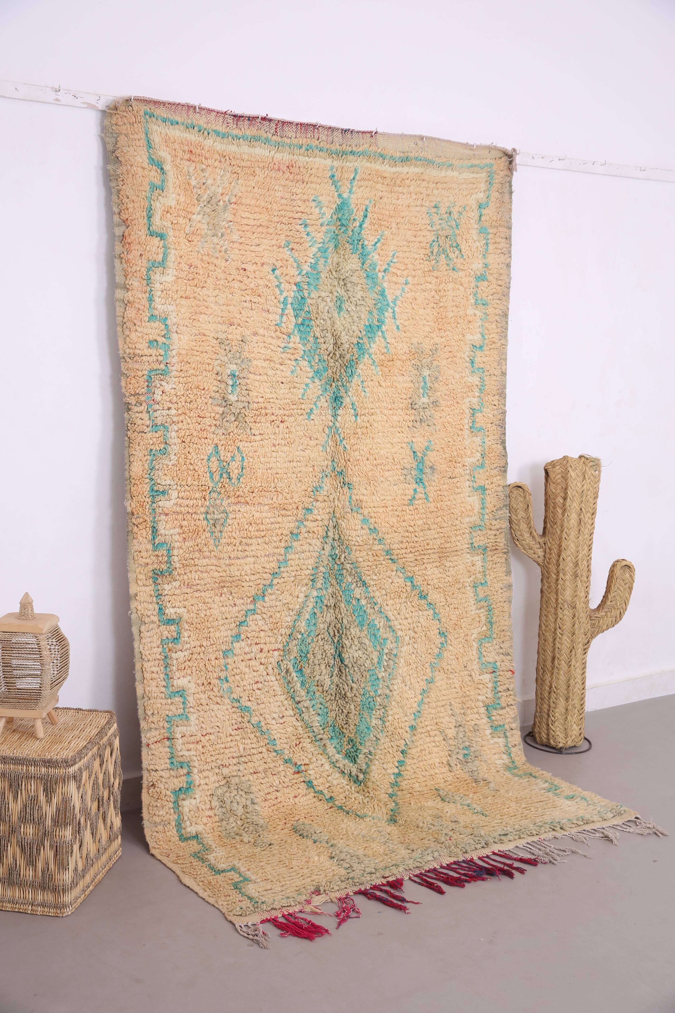 Peach & Turquoise vintage moroccan rug 143 x 249 cm - Berber Rug Handmade
