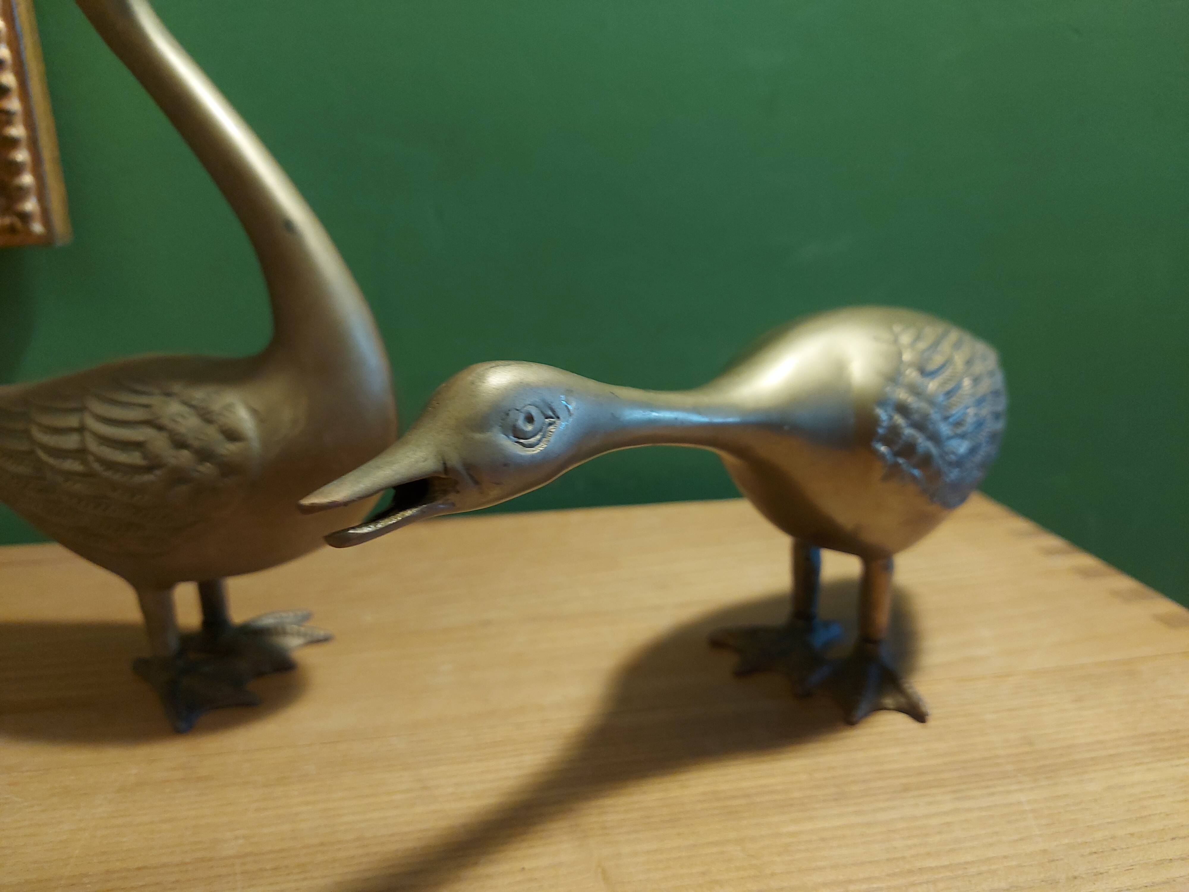 2 grands cygnes en laiton