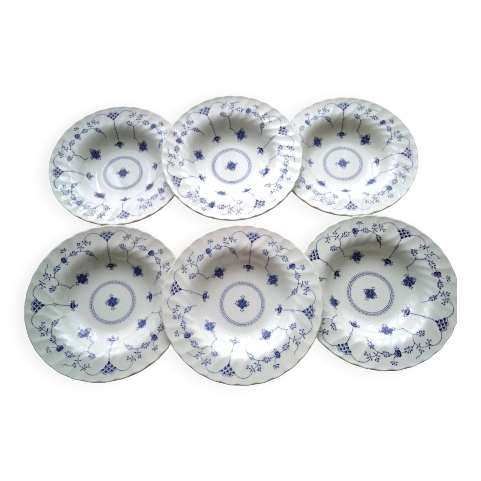 6 Myott English earthenware soup plates. Finlandia model