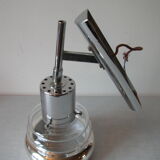 Old articulated wall lamp office in chrome metal lampshade mercurized