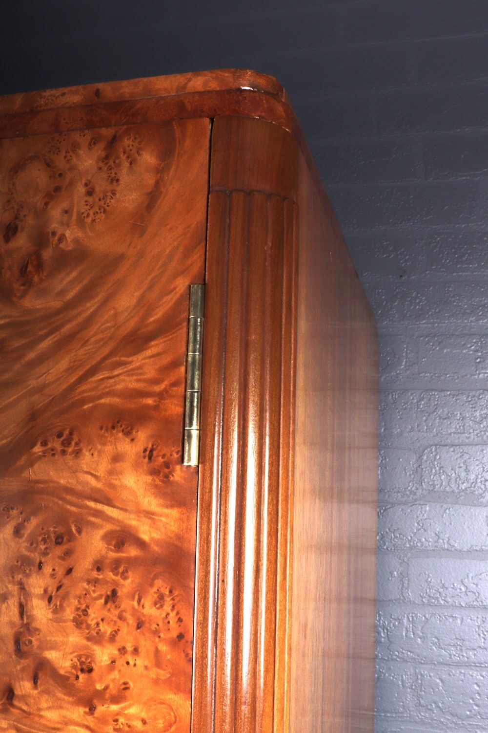 Art deco gentleman’s wardrobe in burr maple c1930