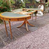 Leather pedestal table