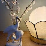 Globe table lamp with vintage opaline and mother-of-pearl shade