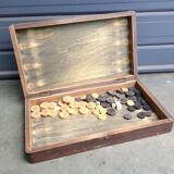 Set Old backgammon and wooden ladies game