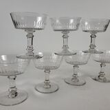 Set of 7 champagne glasses in crystal XIXth