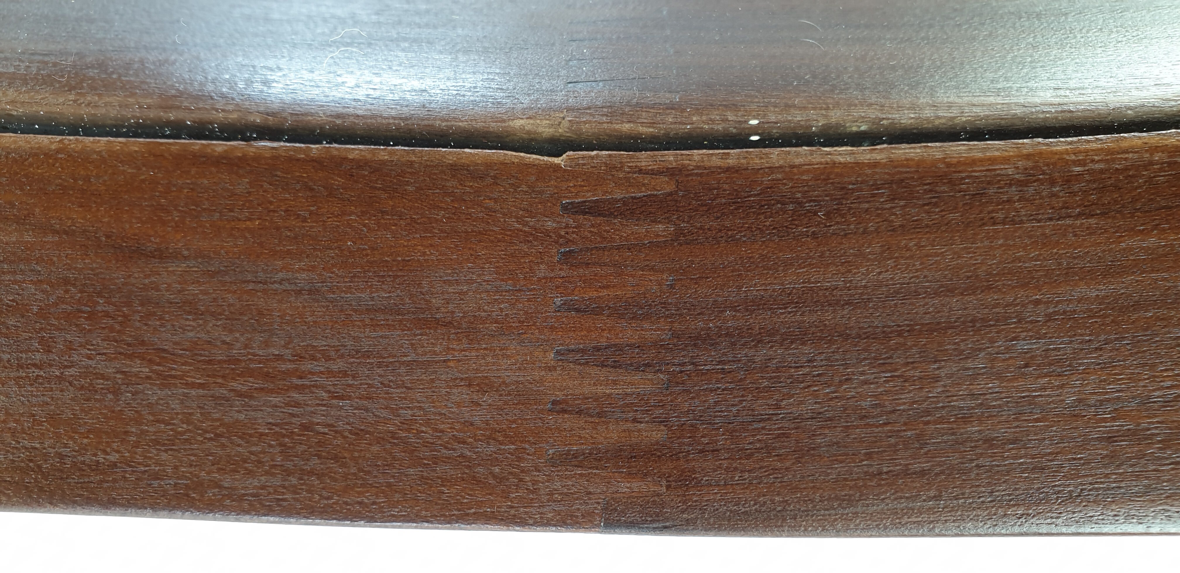 Italian Oval Teak Mirror 1950s 32x103cm