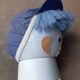 Small blue bedside lamp, child's head globe, vintage 1970