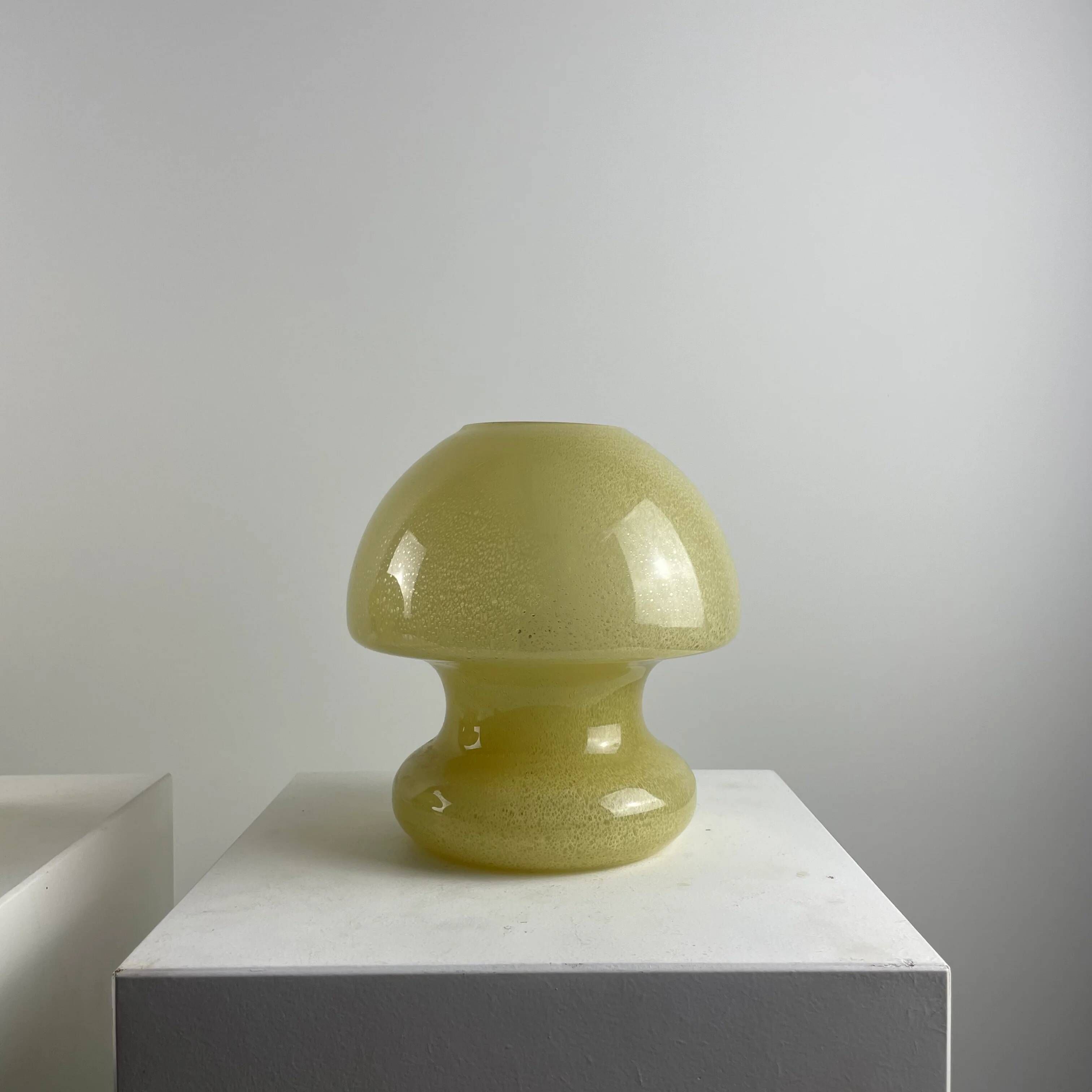 Pair of yellow glass mushroom table lamps by Doria Leuchten, 1970.