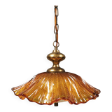 Hanging lamp in multiple layers glass and brass, by Vitrika Denmark 1980s