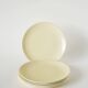 Set of 5 dessert plates, woven effect, butter yellow, Salins, 1950