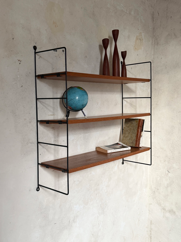 Étagère murale filaire vintage en teck style String