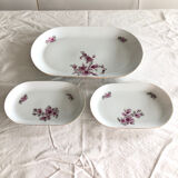 3 oval antique porcelain dishes kahla made a gdr (german)