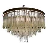 Paire de grands lustres en verre et laiton autrichiens XXL - années 1980