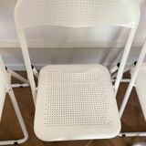 perforated metal folding chairs, vintage design from the 1970s