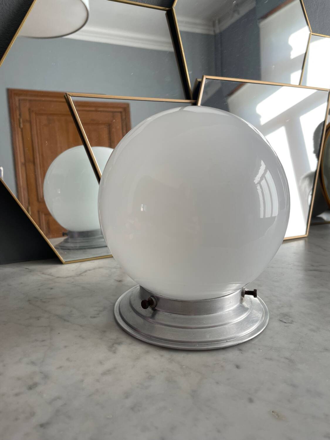 Vintage opaline globe ceiling light