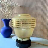 Lampe à poser vintage globe nacré jaune