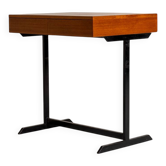 Teak writing desk with black metal structure, European production, 1960s