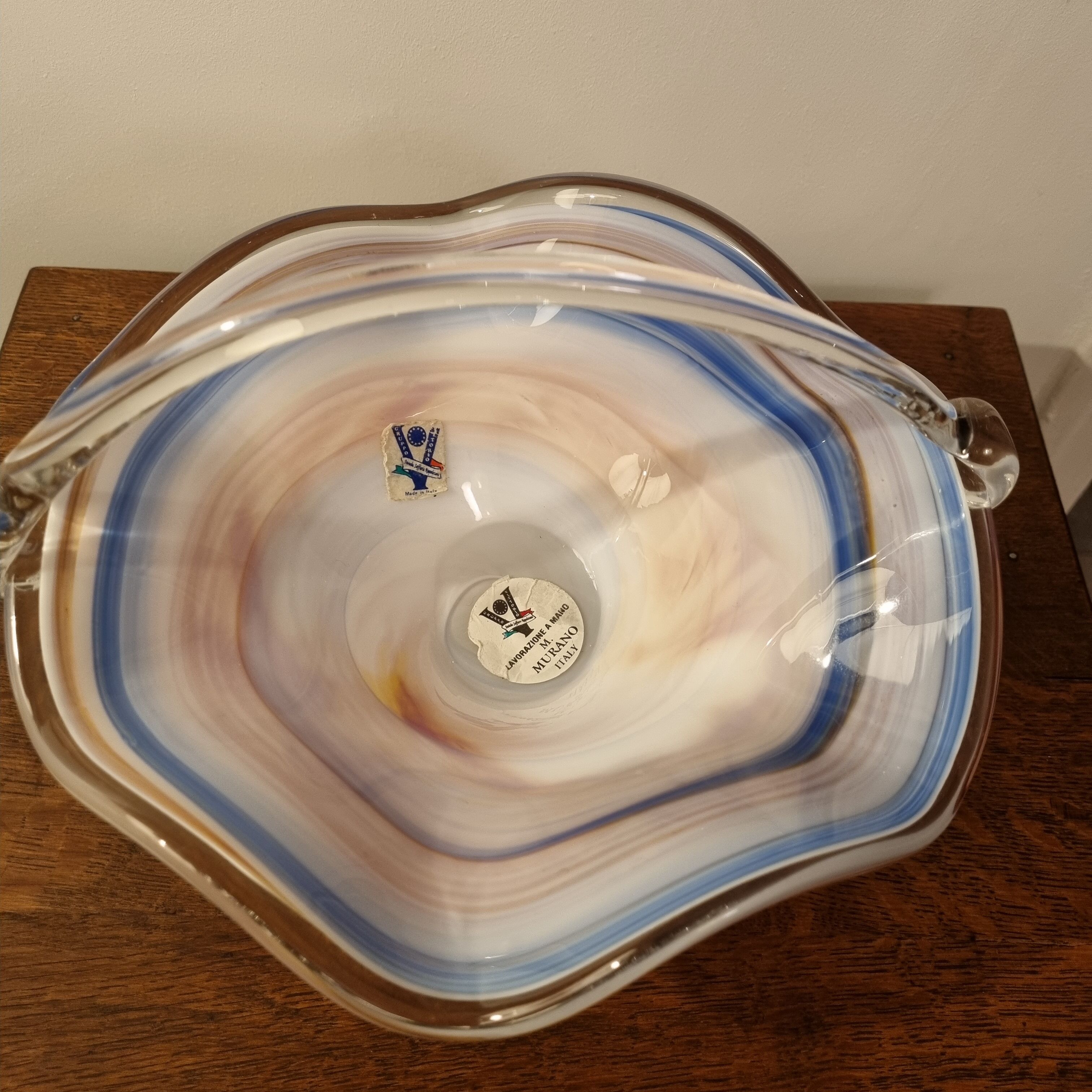 Fruit cup in Murano blown glass silver foot