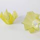 Pair of "Gingham" Chance Brothers cups with yellow checkered pattern and wavy edges.