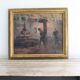 Oil on hardboard "Two workers at the press" post-impressionist painting
