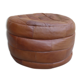 Pouf en patchwork de cuir, années 70