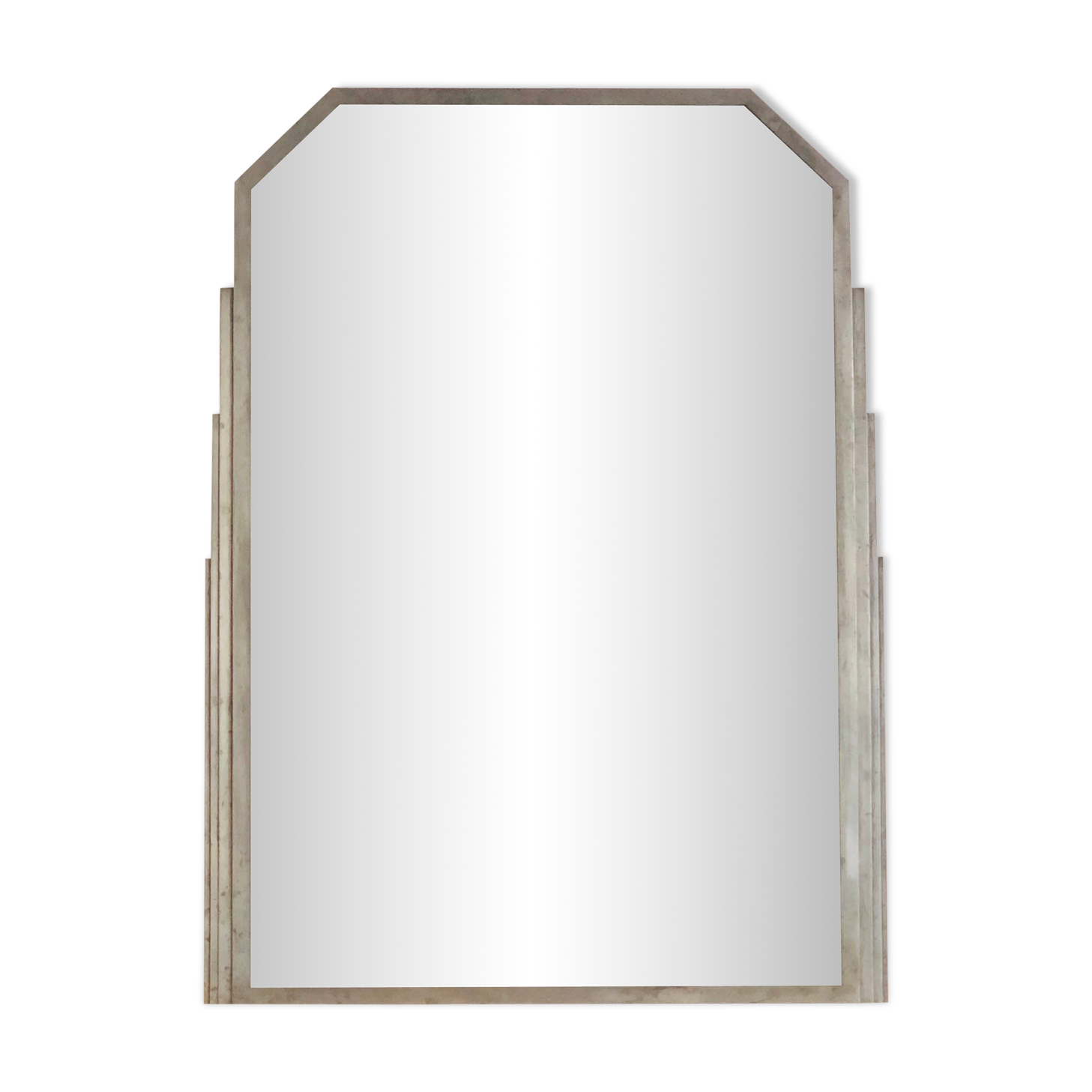 Miroir biseauté art déco métal  101 X l75 cm