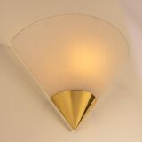 Pair of opal glass wall lights designed by Limburg, Germany.