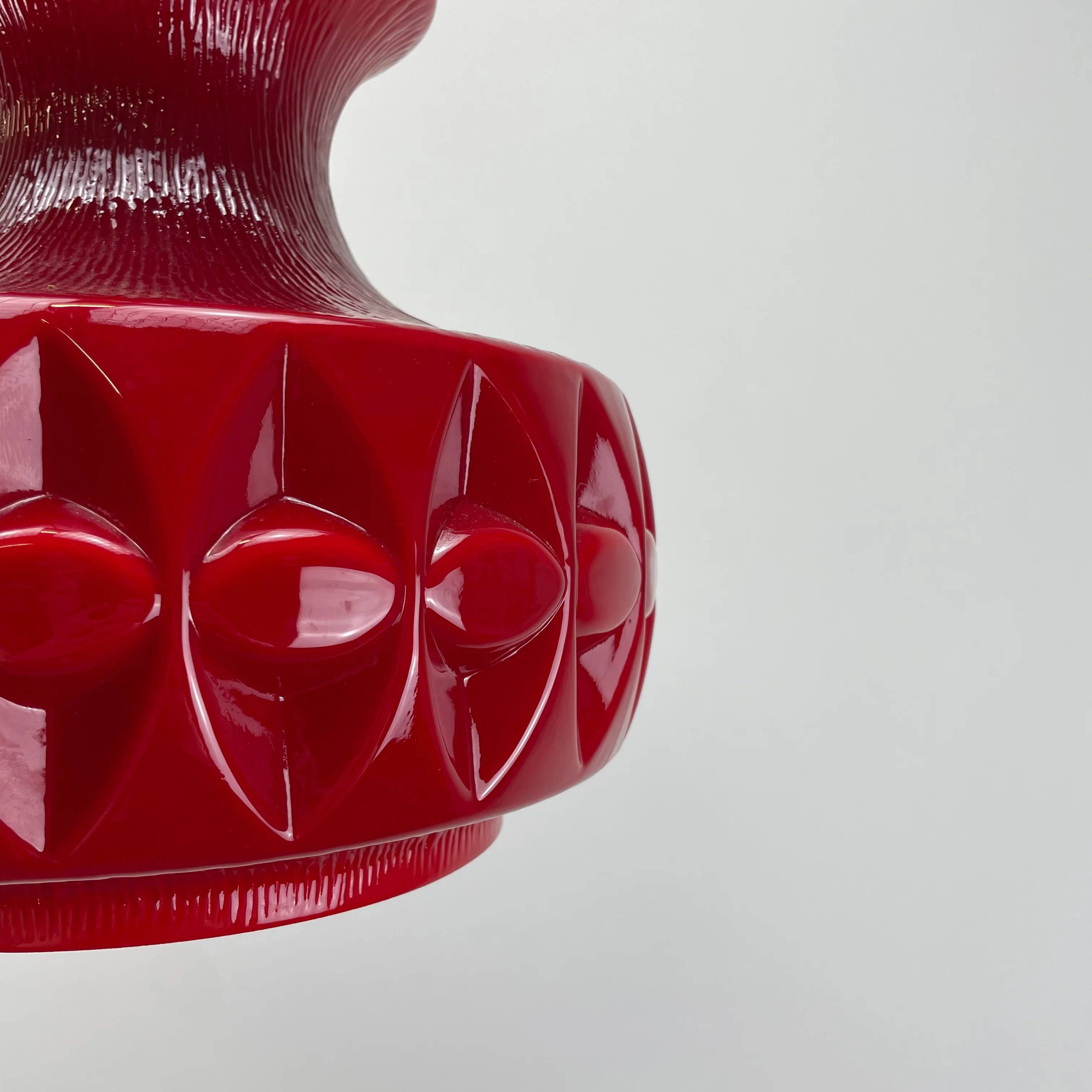 Red glass pendant by Peill and Putzler 1960