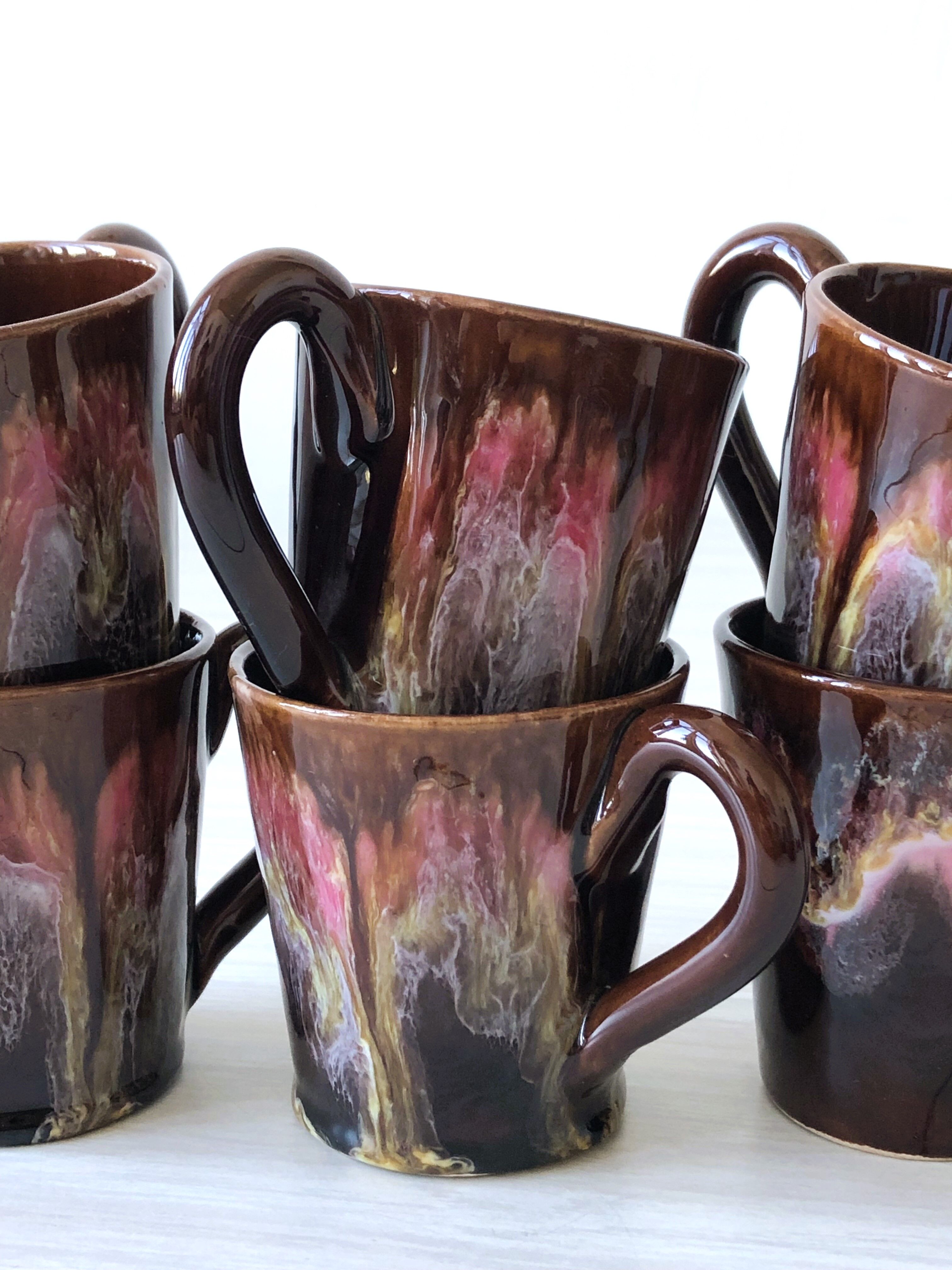 Vallauris coffee cups and bowls Pink and brown