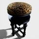 Tabouret de piano Napoléon III en bois noirci – Assise Léopard