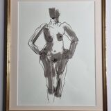 Dessin original à l’encre et lavis, encadrée, 38 x 44 cm
