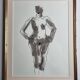 Original ink and wash drawing, framed, 38 x 44 cm