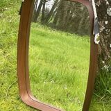 Old scandinavian teak mirror barrel shape vintage 50/60