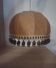 Large hanging pendant light with a burlap and pom-pom style