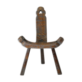 Brutalist wooden chair tripod XXth