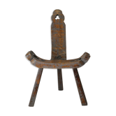 Brutalist wooden chair tripod XXth