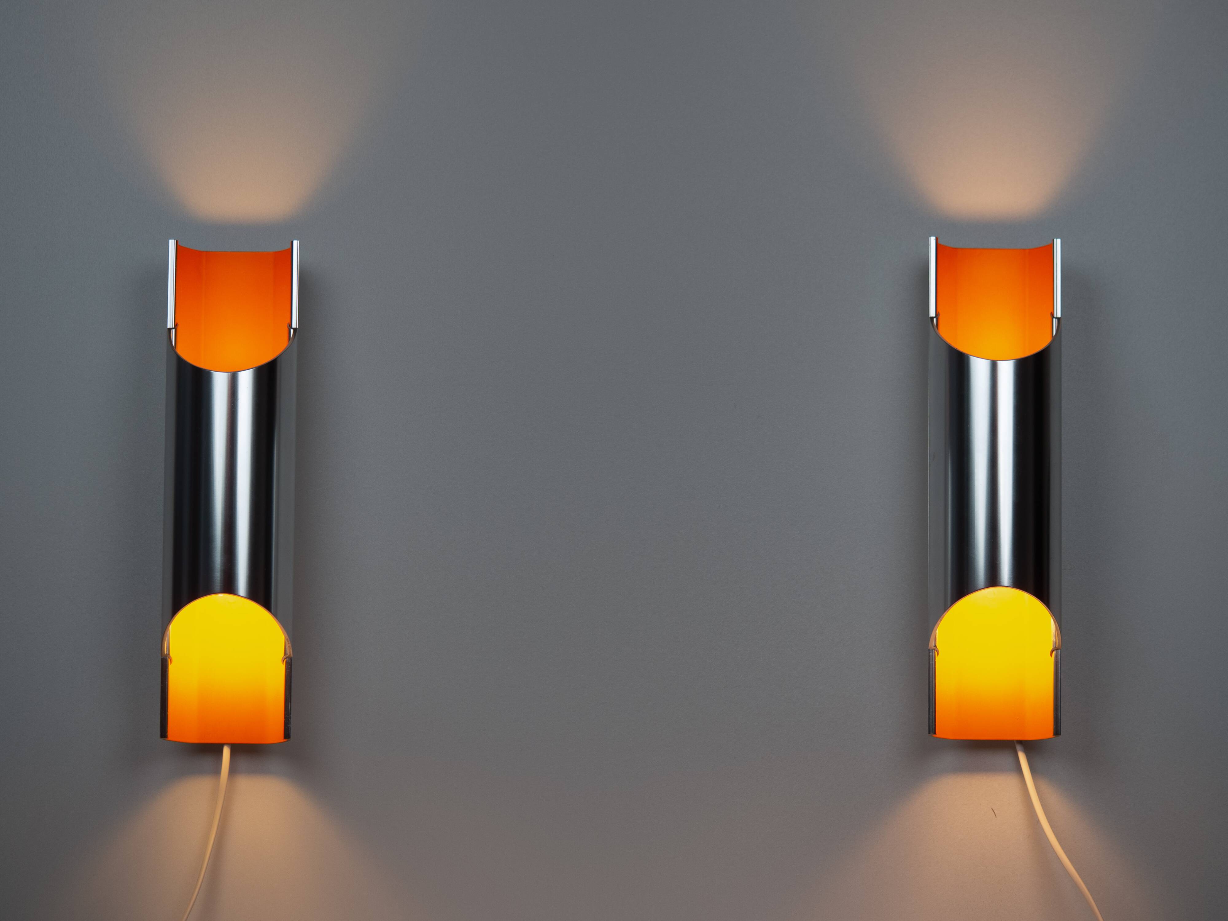 Pair of Danish vintage wall lamps Pandean by Bent Karlby, Lyfa, 1960s
