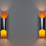 Pair of vintage Danish wall sconces Pandean by Bent Karlby, Lyfa, 1960s