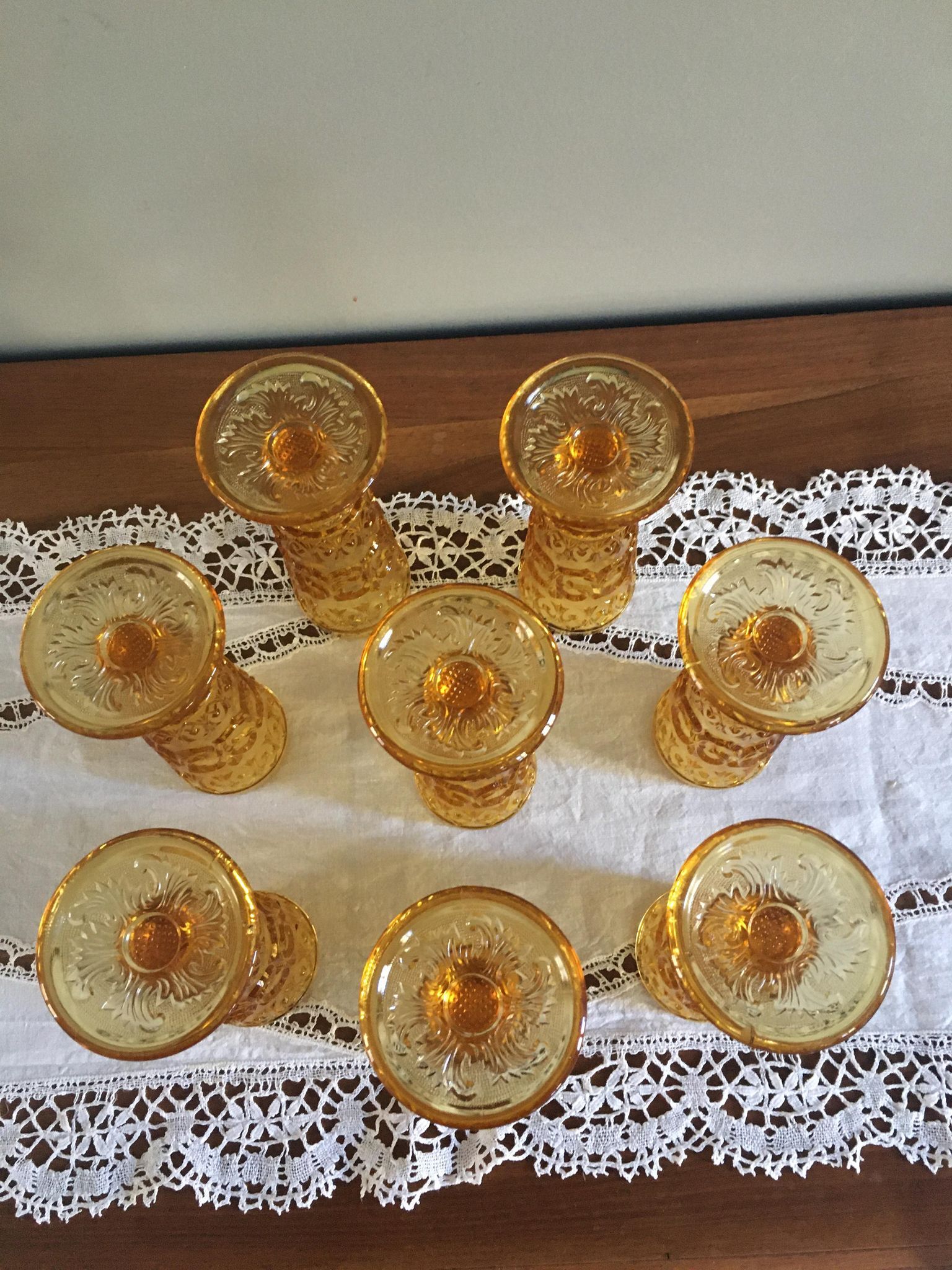 Old flutes in molded glass, pressed