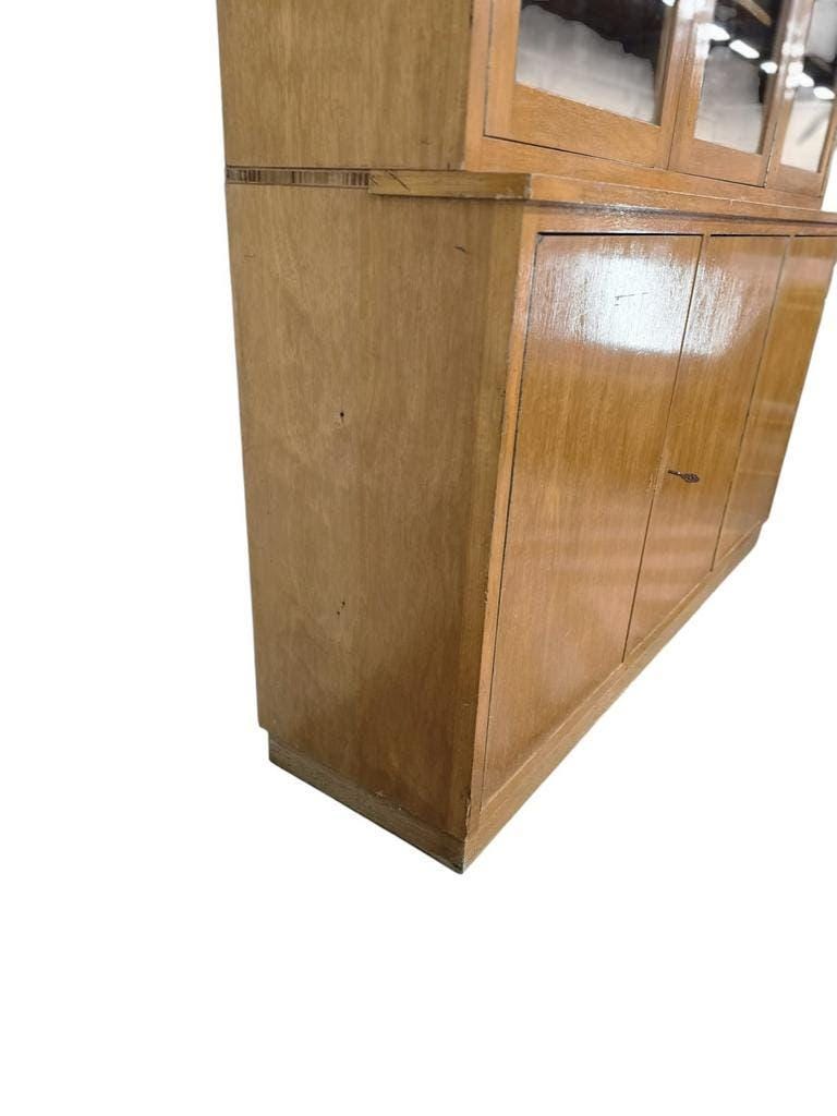XL vintage wooden display cabinet / sideboard / wall unit