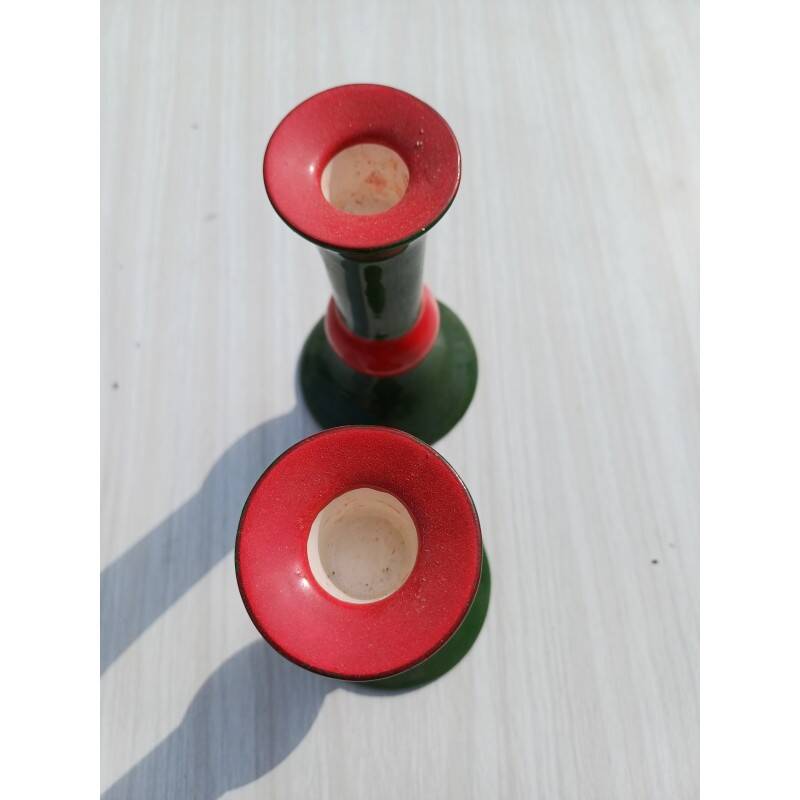 Pair of earthenware candlesticks from the brand: LR