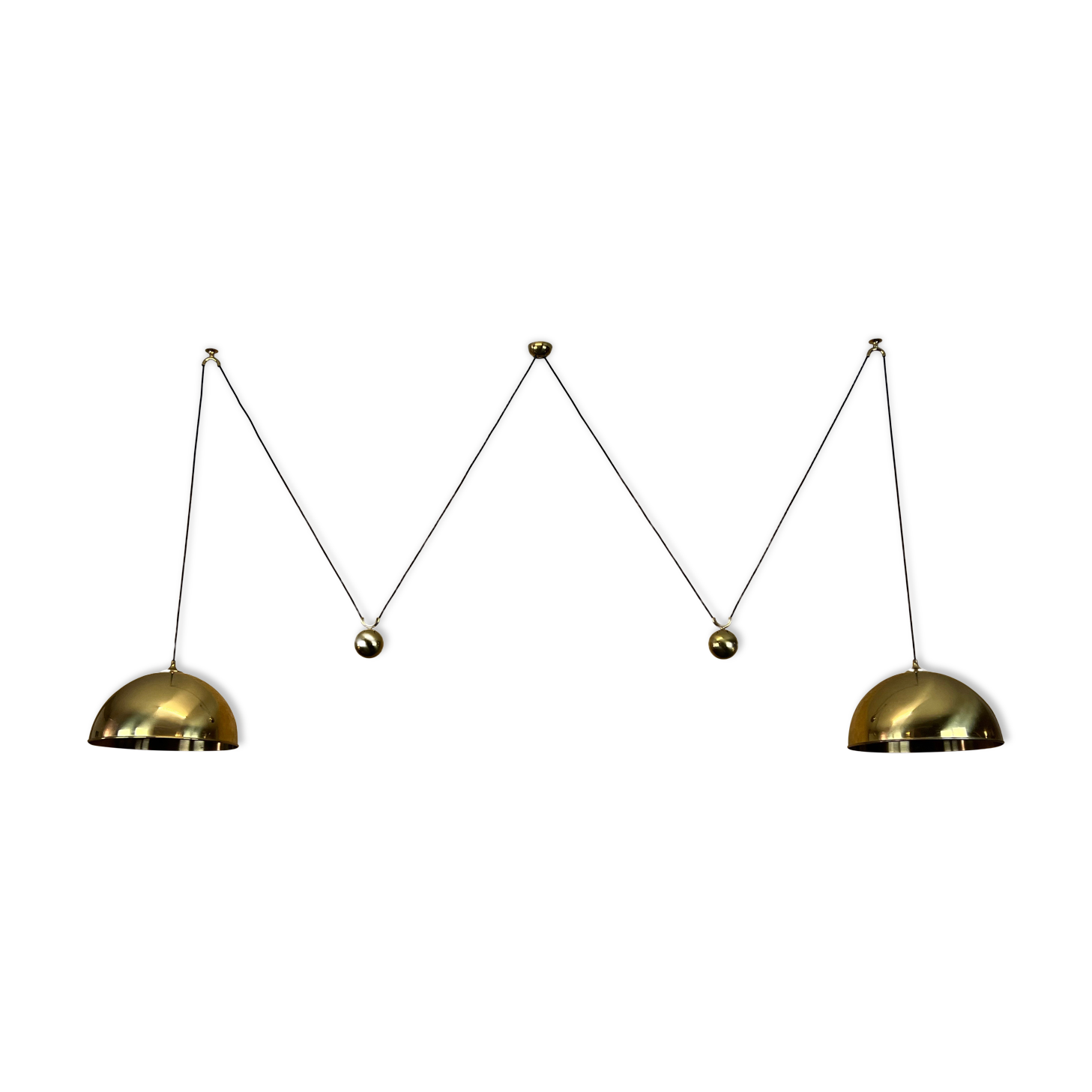 60s 70s florian schulz vintage double counterbalance brass design pendant lamp