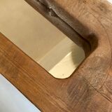 Mirror cubist shape in raw wood Formentera 1970