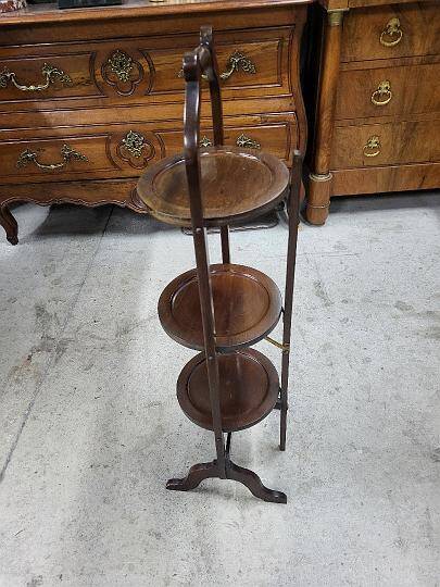Folding mahogany cake stand