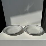 Set of 2 blue deep plates, Saint Amand earthenware, La Baule model, hand painted